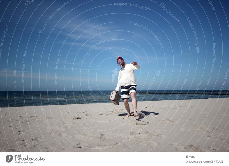 Hiddensee | World Traveller Human being Masculine Man Adults Body 1 30 - 45 years Water Sky Clouds Horizon Sunlight Beautiful weather Coast Beach Baltic Sea