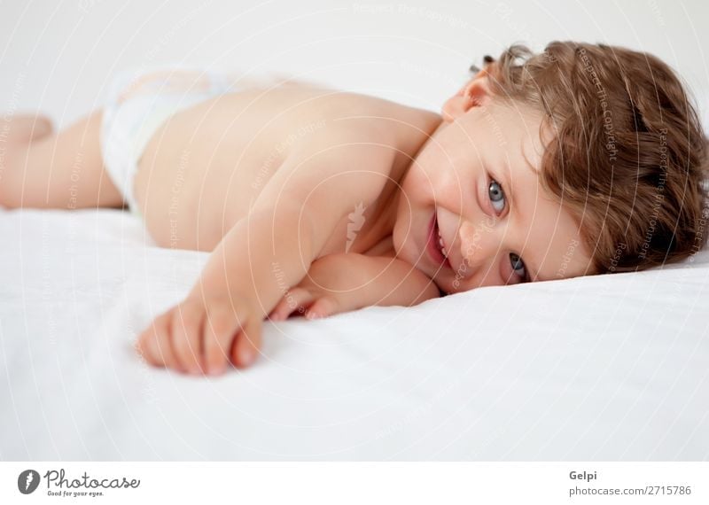 Baby with one years old getting out of bed Joy Happy Beautiful Skin Face Life Child Human being Toddler Boy (child) Man Adults Infancy Smiling Sleep Happiness