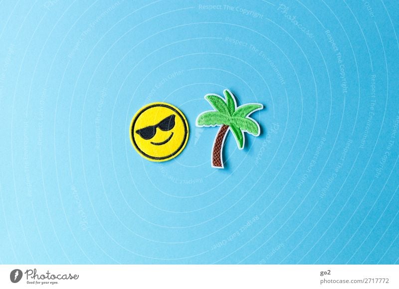 holiday period Vacation & Travel Tourism Far-off places Freedom Summer Summer vacation Beach Ocean Island Palm tree Sunglasses Sign Smiley Happiness Joy Happy