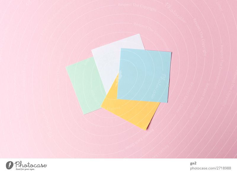 Colourful notes Office work Print media Stationery Paper Piece of paper Esthetic New Design Idea Inspiration Creativity Blank Empty Square Colour photo