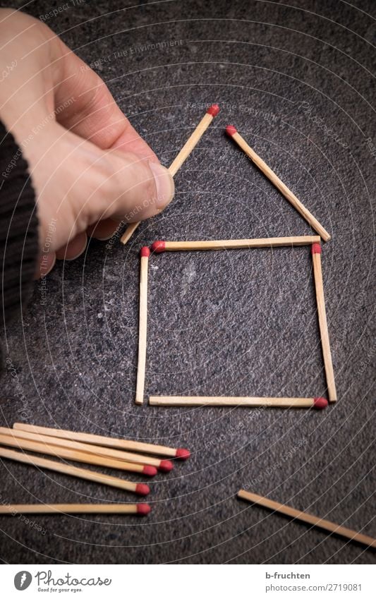 Building a house out of matches House (Residential Structure) Dream house House building Hand Fingers Detached house Wood Sign Work and employment Select
