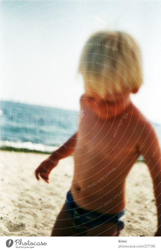 Beach Boy Ocean Physics Blonde Swimming trunks Vacation & Travel Summer Man Warmth Boy (child)