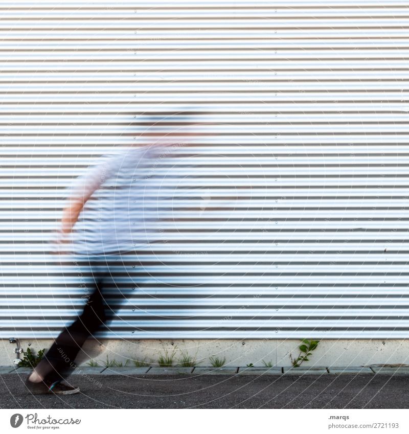 launch Human being Adults 1 Wall (barrier) Wall (building) Running Speed Beginning Advice Movement Target Attachment Motive Colour photo Exterior shot Abstract