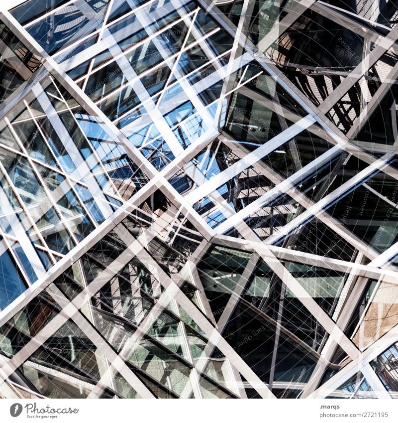 RANDOM makeshift Construction intricately Complex Metal Line havoc Structures and shapes Architecture Abstract Pattern Steel Double exposure Close-up Glass