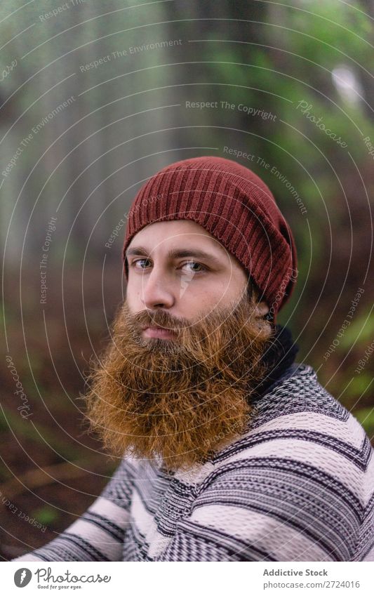 Thoughtful man in forest Man Considerate Trip Vacation & Travel handsome Azores bearded Nature Human being Earnest Modern Self-confident Pensive Guy Successful