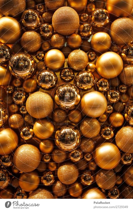 #A# Golden Balls Art Esthetic Christmas & Advent Glitter Ball Decoration Many Sphere Round Christmas tree decorations Colour photo Multicoloured Interior shot