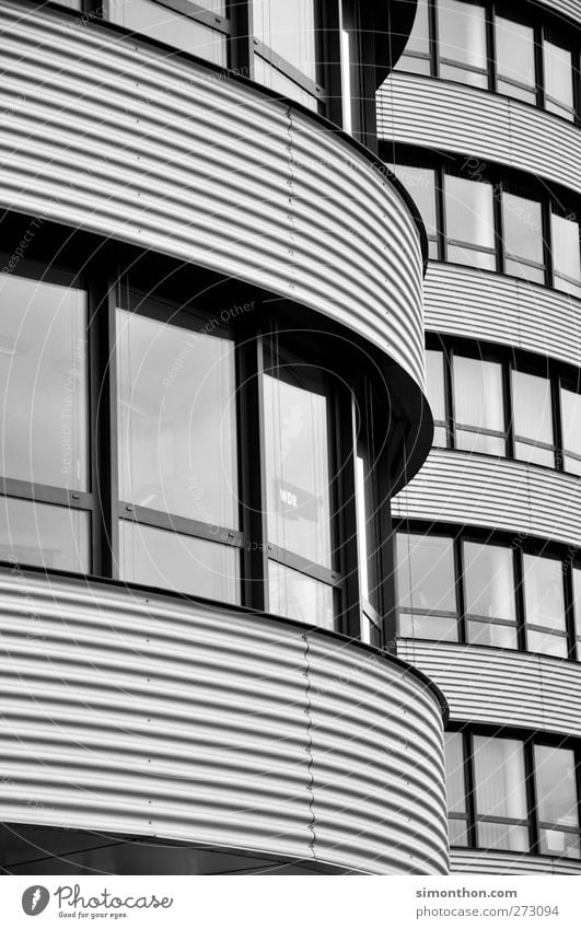 buildings Workplace Office Fear of heights Duisburg Broker Flat (apartment) Habitat Dramatic Worm's-eye view Gray Bright Simple Modern art Architecture
