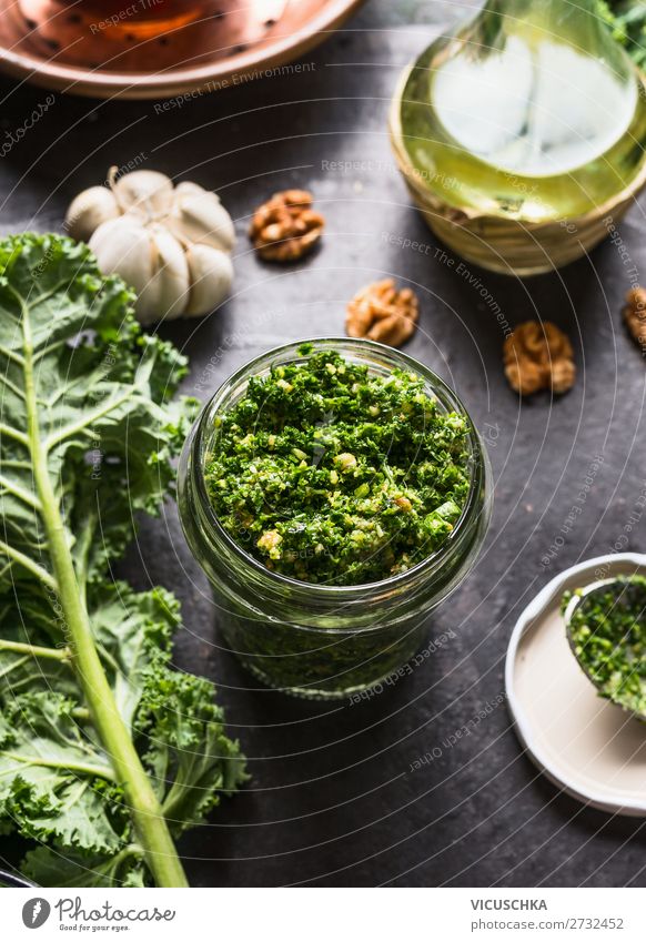Green cabbage pesto vegan in glass Food Vegetable Nutrition Organic produce Vegetarian diet Diet Crockery Glass Style Healthy Healthy Eating Table Design