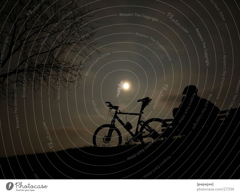 bikin' in the moonlight Mountain bike Calm Night Break Extreme sports Moon nightride Silhouette
