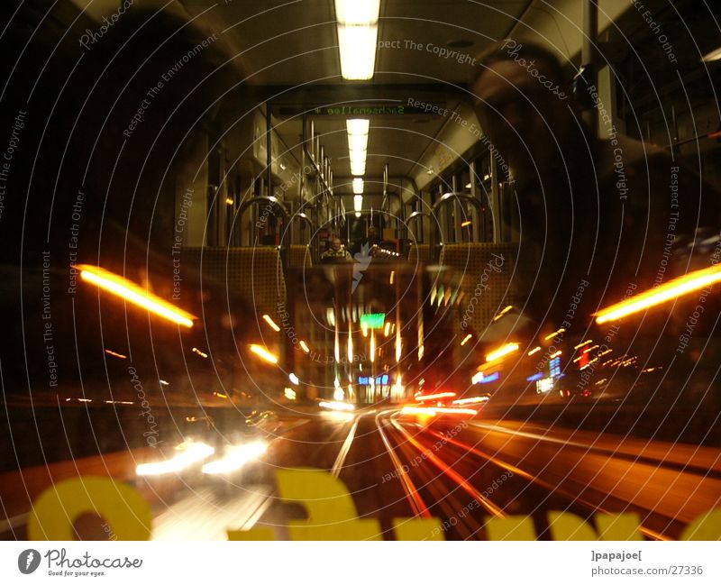 nightliner 2 Tram Night Reflection Speed Long exposure Transport line 13