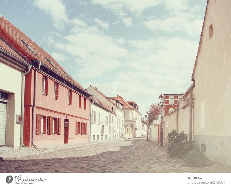 Low houses in Brandenburg House (Residential Structure) Beautiful weather Village Small Town Building Street Historic Clean Idyll Arrangement Cobblestones