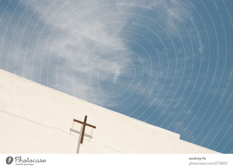 ..about God and heaven Religion and faith Sky Church Wall (barrier) Wall (building) Facade Concrete Crucifix Infinity Bright Clean Blue White Emotions Optimism
