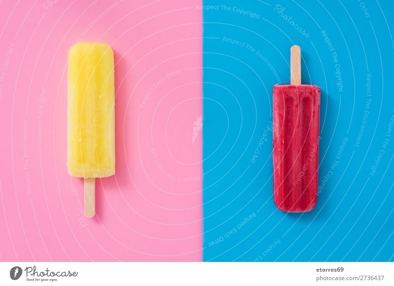 Lemon and strawberry popsicle cake Strawberry Summer Ice Ice cream Cold Food Food photograph Dessert Frozen Icing Vegan diet Stick Lollipop Table Frost