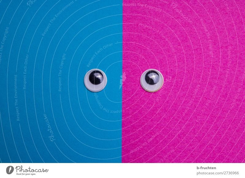 Wobbly eyes on pink and blue background Masculine Feminine Androgynous Woman Adults Man Eyes Paper Looking Blue Pink Contentment Equal Identity wobbly eyes