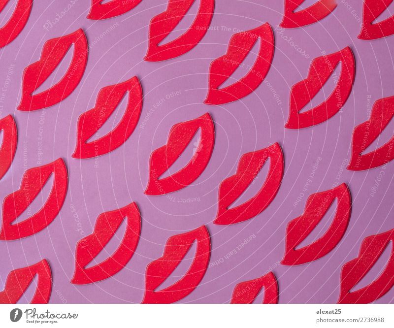 Red female lips pattern on pink background Design Wallpaper Woman Adults Mouth Lips Art Fashion Kissing Love Happy Romance Beauty Photography Horizontal