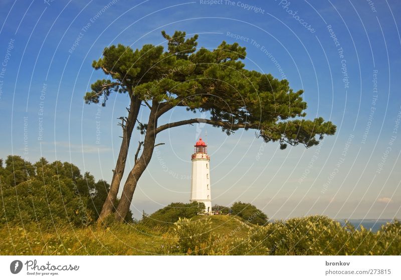 Hiddensee 001 Fishing village Deserted Lighthouse Manmade structures Tourist Attraction Landmark Navigation Sign Positive Blue Green Contentment Romance Calm