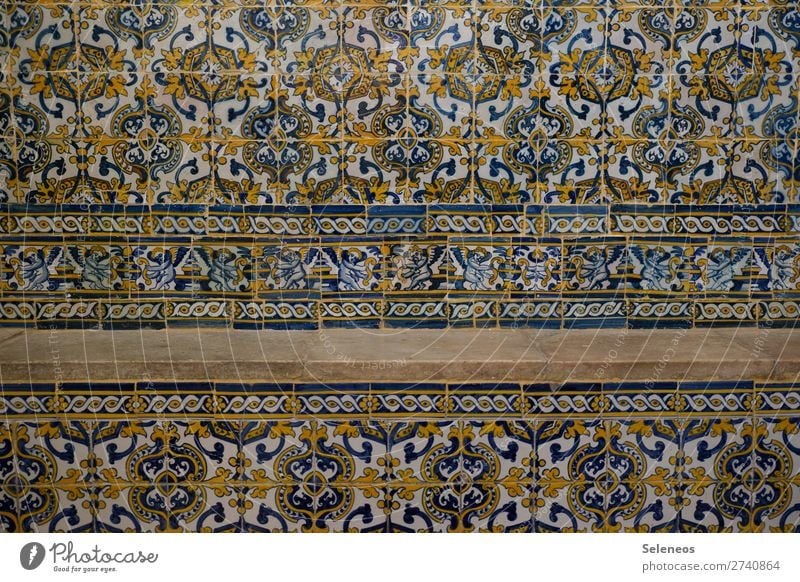 tile man Portugal Building Architecture Wall (barrier) Wall (building) Facade Ornament Multicoloured Tile Colour photo Interior shot Detail Deserted