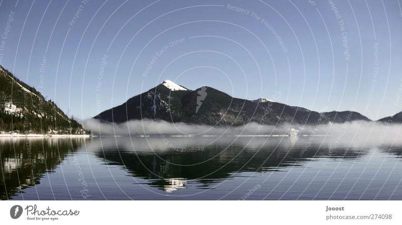 Walchensee Vacation & Travel Trip Freedom Snow Mountain Lake Mirror Environment Nature Landscape Elements Water Sky Cloudless sky Winter Beautiful weather Fog