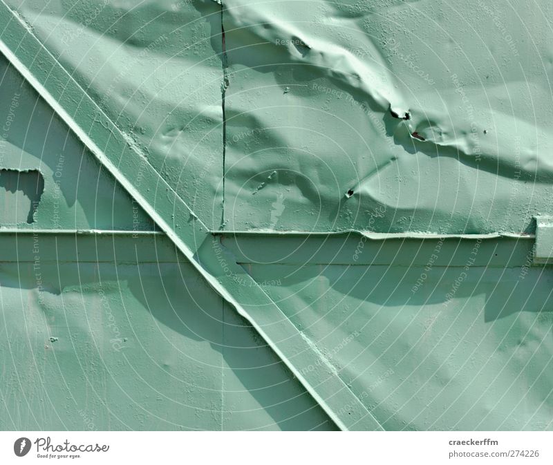 green Metal Line Sharp-edged Creepy Broken Green Fear Perturbed Colour photo Exterior shot Pattern Structures and shapes Deserted Day Light Shadow Contrast