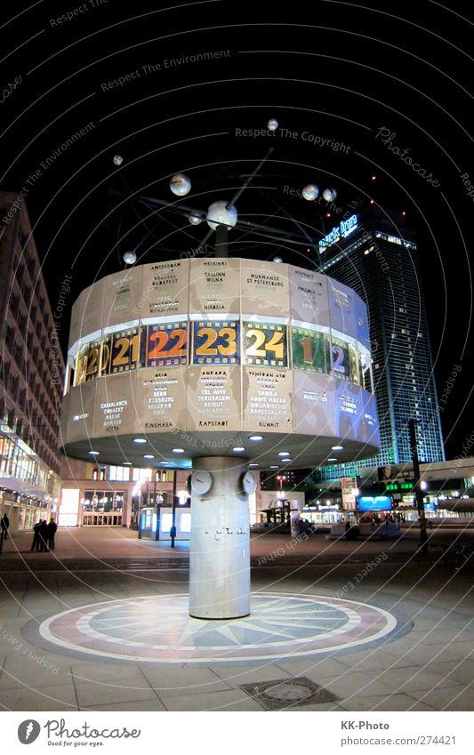 World Time Clock Berlin Tourism Sightseeing City trip Night life Art Architecture Town Capital city Downtown Populated House (Residential Structure) High-rise