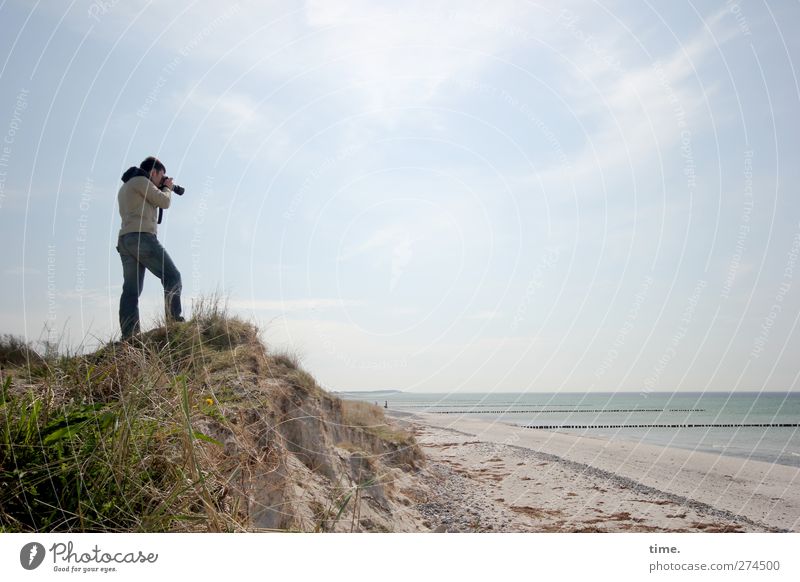 Hiddensee Room To Shoot Human being 1 Environment Nature Landscape Sand Water Sky Clouds Horizon Spring Beautiful weather Grass Coast Beach Baltic Sea