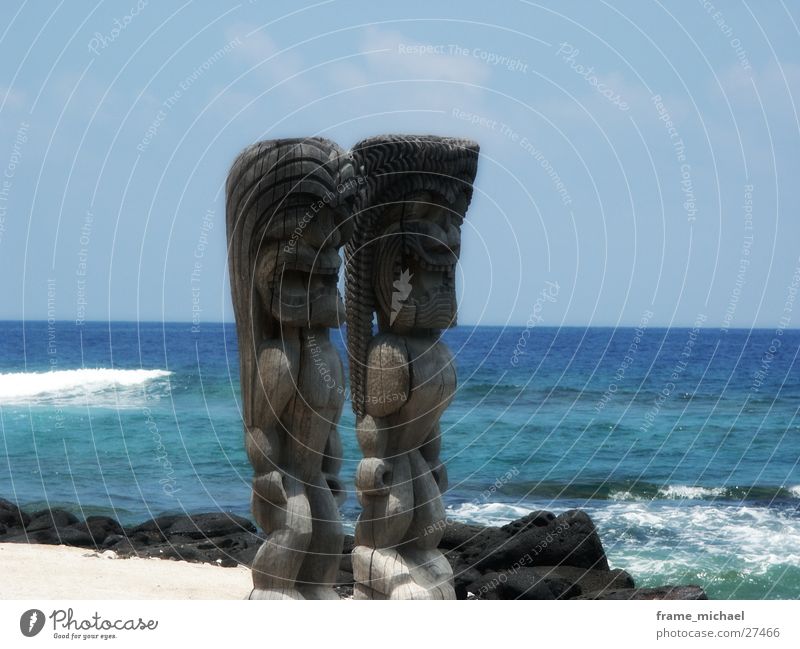 sculptures Sculpture Hawaii Beach Wood Polynesian Statue Coast Water