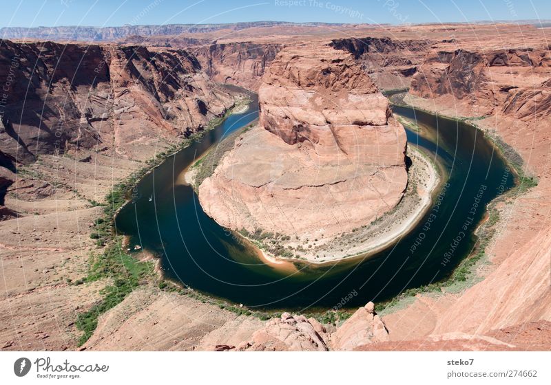 horseshoe bend Rock Canyon River bank Exceptional Hot Round Warmth Pink Red Colorado River meander Colour photo Exterior shot Deserted Copy Space middle Day