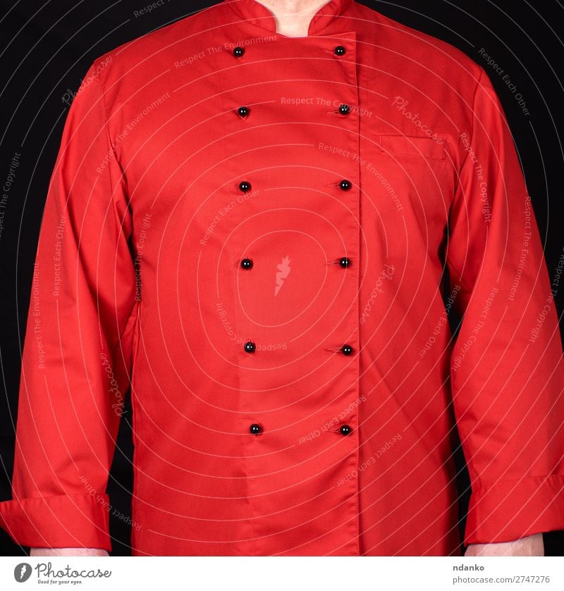 fragment of a red uniform with black buttons Style Kitchen Restaurant Work and employment Profession Cook Human being Man Adults Fashion Clothing Shirt Suit