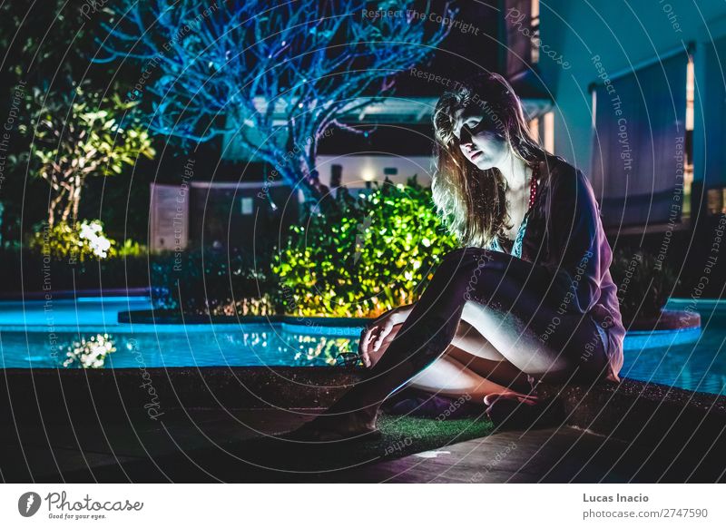 Girl Near Swimming Pool at a Resort Relaxation Spa Swimming pool Vacation & Travel Tourism Woman Adults Building Architecture Monument Blonde Red-haired