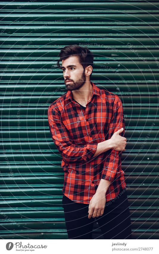 Young bearded man looking left side. Lifestyle Style Beautiful Hair and hairstyles Human being Masculine Young man Youth (Young adults) Man Adults 1
