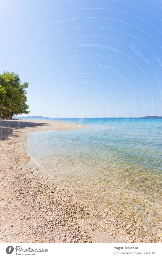 PINE BEACH, PAKOSTANE, CROATIA Adriatic Sea Swimming & Bathing Bay Beach Calm Camping Cloudless sky Coast Croatia Infinity Gravel Vacation & Travel Horizon