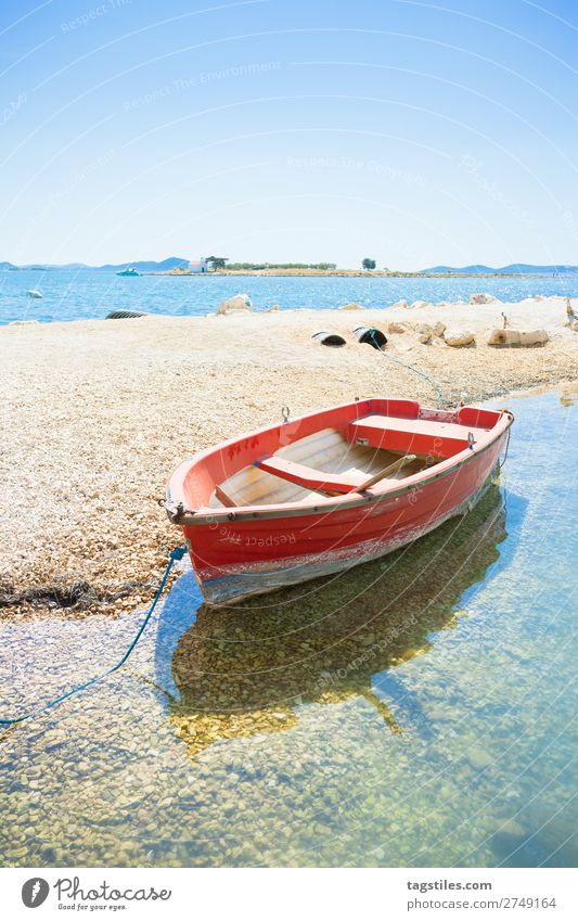 PAKOSTANE BEACH, CROATIA Adriatic Sea Bay Beach Watercraft Camping Cloudless sky Coast Croatia Gravel Harbour Island Landscape Mediterranean sea Mole Nature