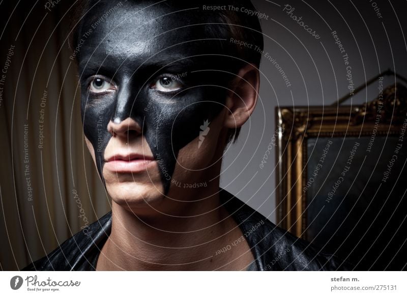 Black Mirror Elegant Style Human being Masculine Man Adults 1 18 - 30 years Youth (Young adults) Art Artist Stage play Culture Fashion Mask Black-haired Think