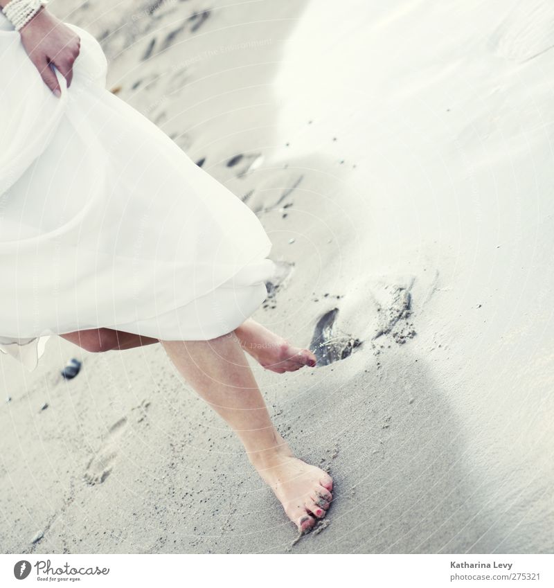 footsteps in the sand Luxury Life Vacation & Travel Trip Summer Summer vacation Beach Ocean Human being Feminine Woman Adults Legs Feet 1 Elements Water