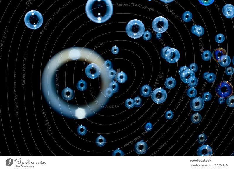 Blue Bubbles Abstract Relaxation Birthday Air Dream Dark Peaceful aerated background Air bubble circular Copy Space Floating Glow irridescent liquid random