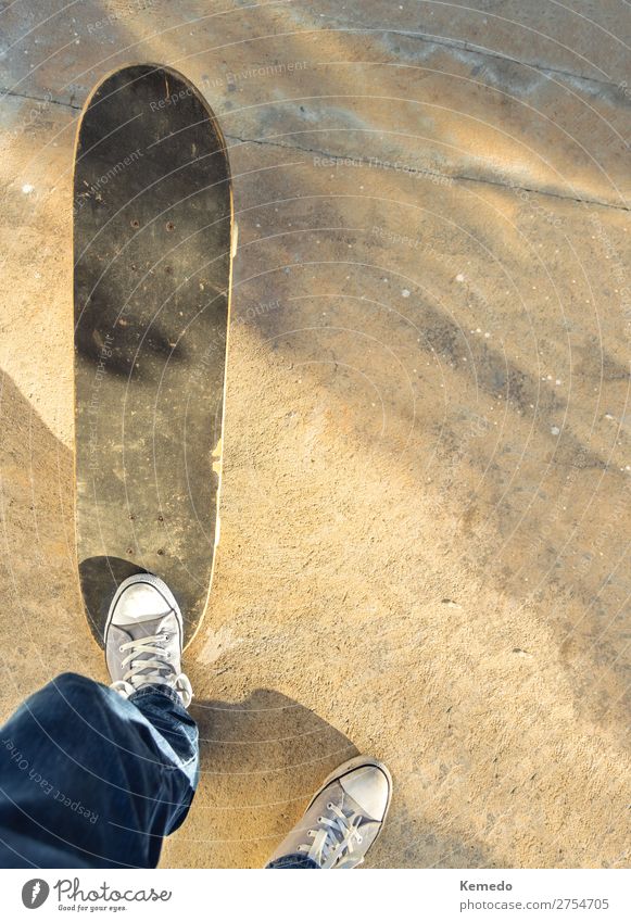 First person view of the legs of a boy using a skateboard. Lifestyle Athletic Harmonious Leisure and hobbies Freedom Summer Sun Wallpaper Going out Sports Ride
