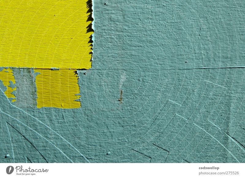 enter the ninja Wall (barrier) Wall (building) Facade Characters Yellow Green Structures and shapes Colour photo Exterior shot Detail Abstract Deserted