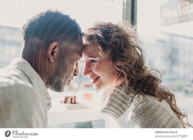 Couple in sweaters bonding multiethnic Style Easygoing Beautiful Sweater Bonding Date Mixed race ethnicity Black Youth (Young adults) Together handsome pretty