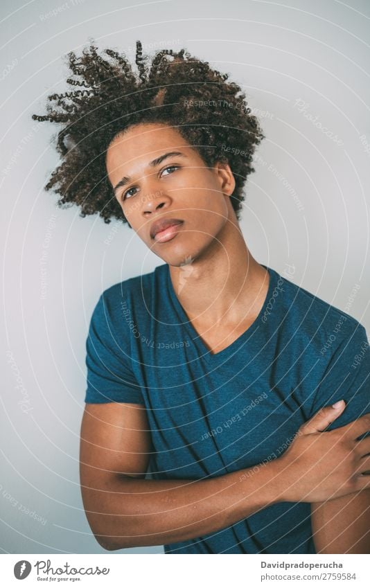 Portrait of a young thoughtful mixed race man Man Black Youth (Young adults) Portrait photograph Human being Mixed Racing sports American African