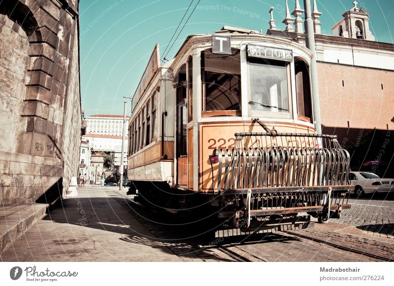 old tram in Porto City trip Portugal Europe Town Downtown Old town House (Residential Structure) Transport Means of transport Public transit Road traffic