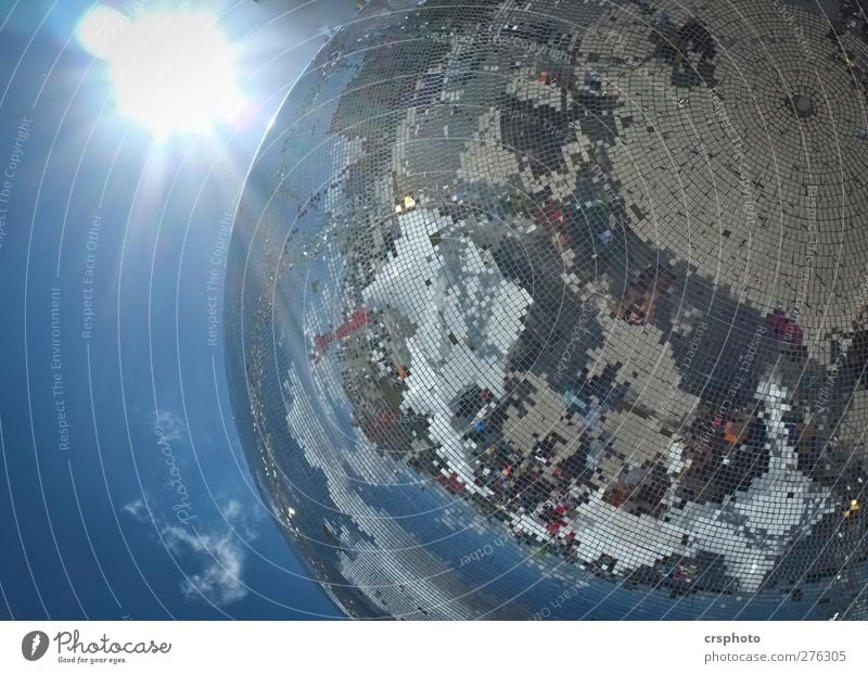 Earth to Major Tom... Sky Sun Sunlight Beautiful weather Bright Blue Bizarre Disco ball Grid Sphere Reflection Lighting effect Celestial bodies and the universe