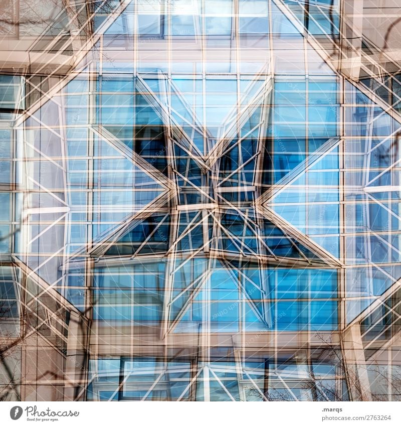 star Architecture Glass Metal Line Star (Symbol) Crazy Esthetic Surrealism Double exposure Complex Colour photo Exterior shot Abstract Structures and shapes