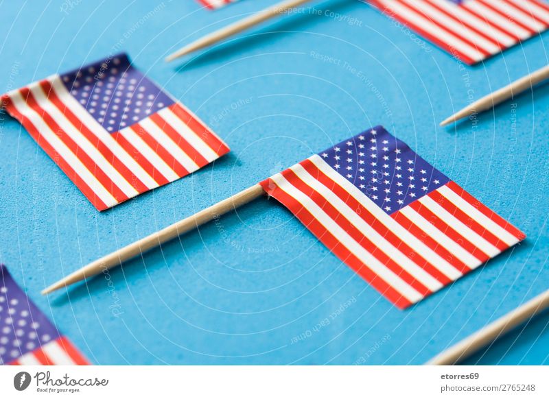 USA flags pattern on blue background. Close up Sign Stripe Flag Blue Red White American Flag Patriotism Independence Day Pattern Background picture