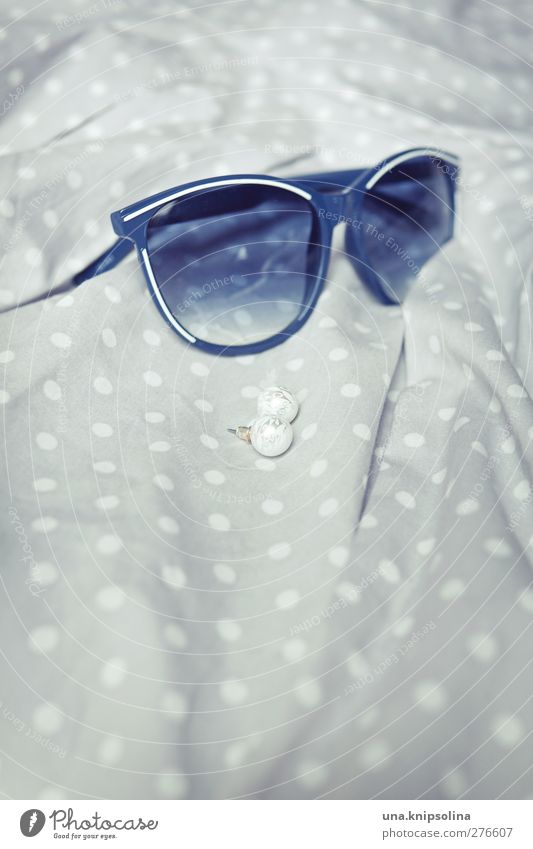 Accessories Fashion Dress Accessory Jewellery Earring Sunglasses Esthetic Elegant Retro Blue Gray White Spotted Pearl Colour photo Subdued colour Interior shot