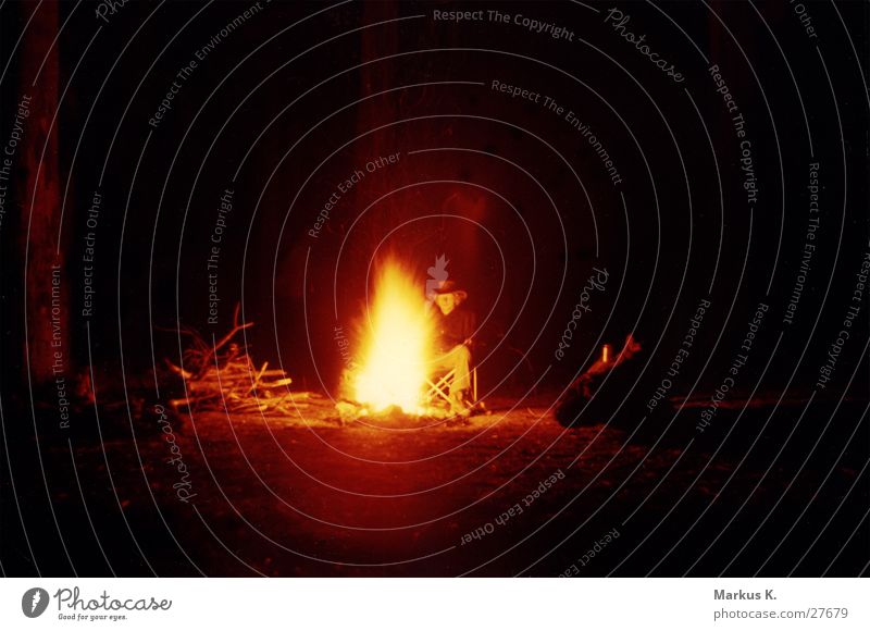 bivouac Night Calm Dark Man Fireplace Blaze Storage Peaceful Fear
