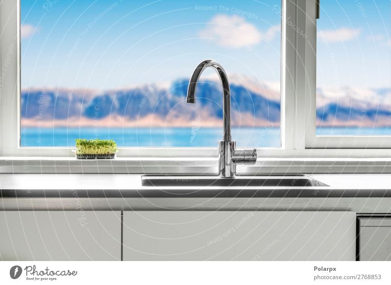 Kitchen sink by a window with a view Lifestyle Luxury Style Design Ocean Mountain Flat (apartment) House (Residential Structure) Furniture Table Bathroom Nature
