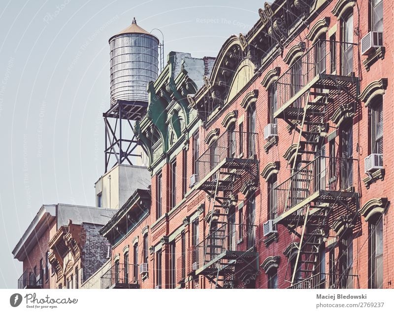 Water tank and fire escapes in downtown New York. Style Design Living or residing Flat (apartment) House (Residential Structure) House building Building