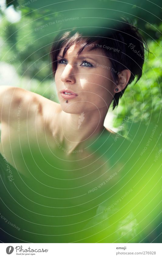 green Feminine Young woman Youth (Young adults) 1 Human being 18 - 30 years Adults Short-haired Beautiful Uniqueness Green Colour photo Exterior shot