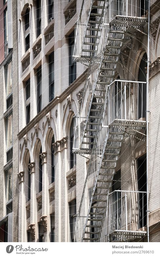 Old building fire escape in New York. Luxury Elegant Style Design Living or residing Flat (apartment) House (Residential Structure) Building Architecture