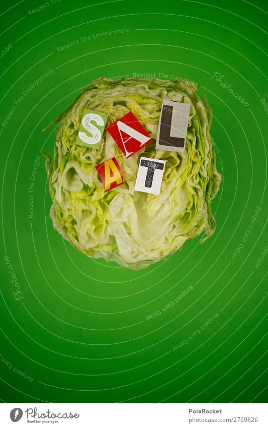 #A# SaLaT Art Work of art Esthetic Lettuce Salad Salad leaf Salad servers Iceberg lettuce Green Vegetarian diet Letters (alphabet) Colour photo Multicoloured